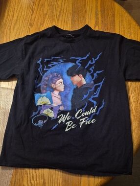 Netflix Black Tee with Blue & Purple Couple Graphic